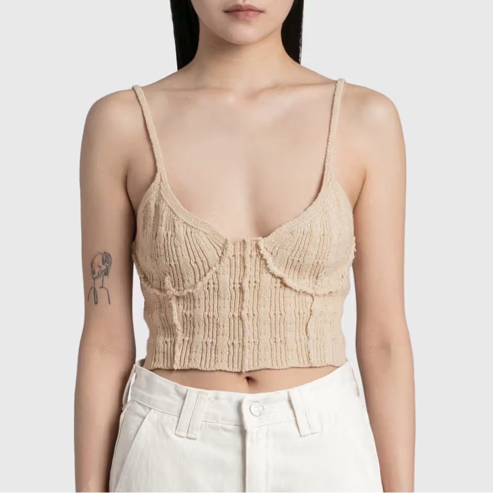 Acne Studios Kerla beige knit bustier top